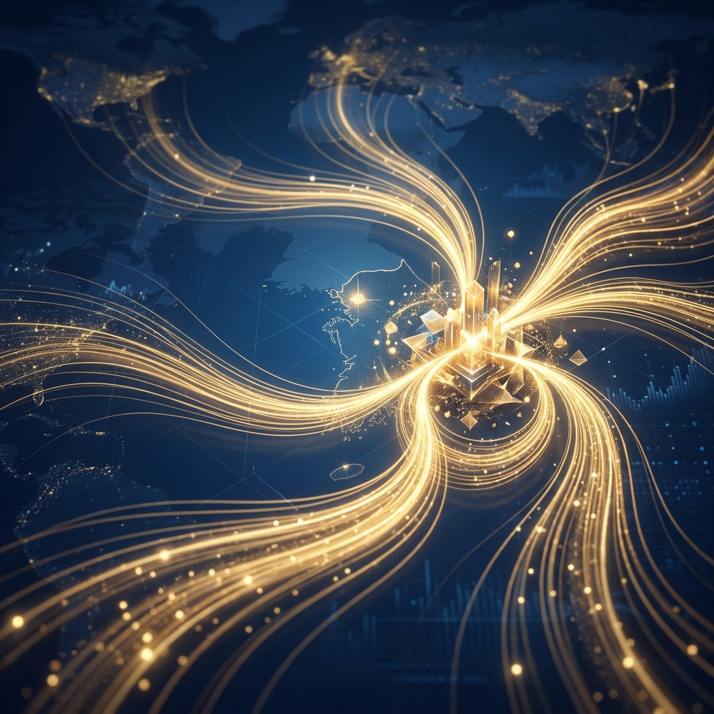 한국 국채의 WGBI 편입에 따른 글로벌 자금 유입 및 시장 신뢰도 상승 시각화