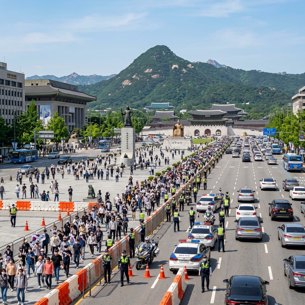 주말 대규모 도심 집회 예고와 교통 통제 가이드: 세종대로·광화문 일대 혼잡 우려에 따른 우회 도로 및 대중교통 이용 안내